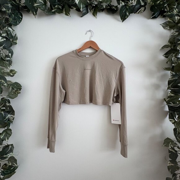 Lululemon Athletic Jersey Training Super Cropped Long Sleeve Sheer Oak NWT Sz 4 - Picture 1 of 8